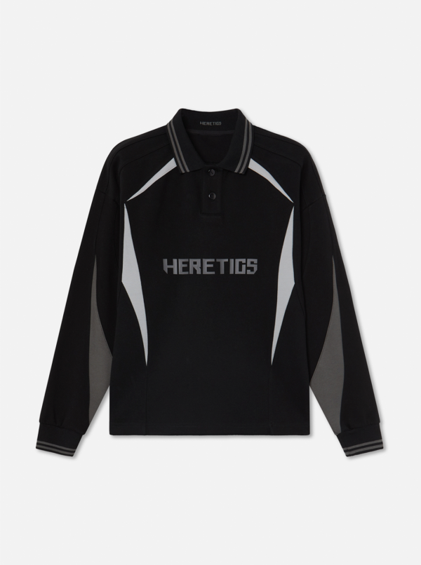 HERETICS 10 PANEL LONG SLEEVE POLO BLACK